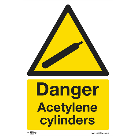 Worksafe® Danger Acetylene Cylinders Safety Sign, Rigid Plastic - Pack of 10