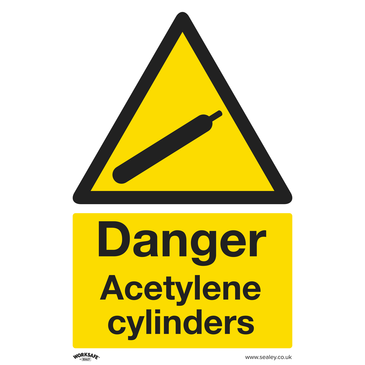Worksafe® Danger Acetylene Cylinders Safety Sign - Self-Adhesive Vinyl