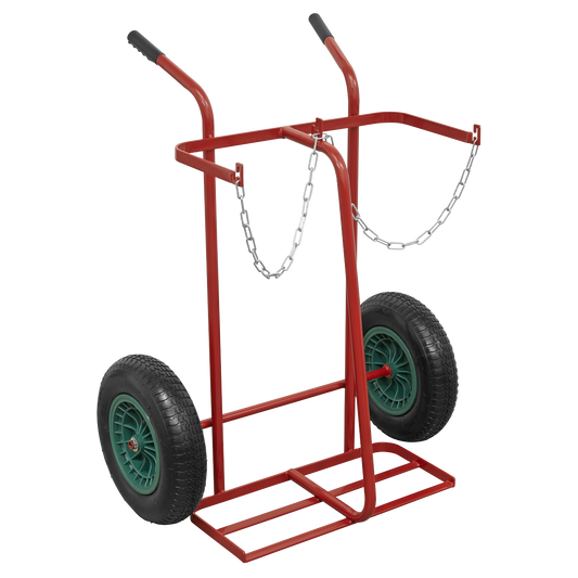 Double Gas Cylinder Trolley with Pneumatic Tyres