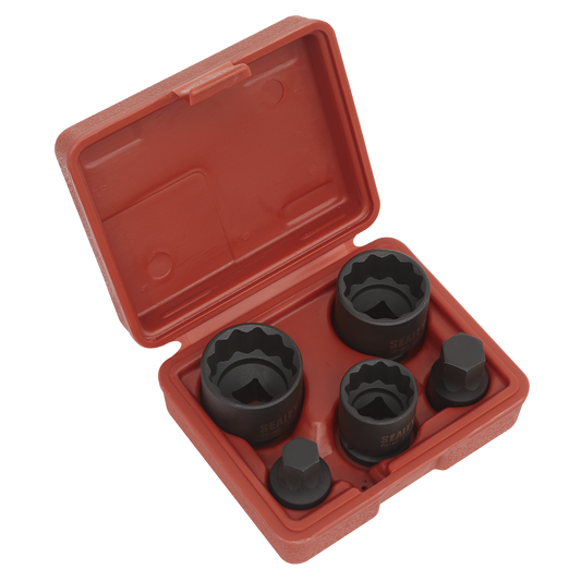 Impact Hub Socket & Socket Bit Set 1/2"Sq Drive 12-Point 5pc