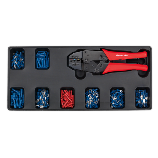 Premier Ratchet Crimper & Assorted Insulated Terminal Set with Tool Tray 325pc
