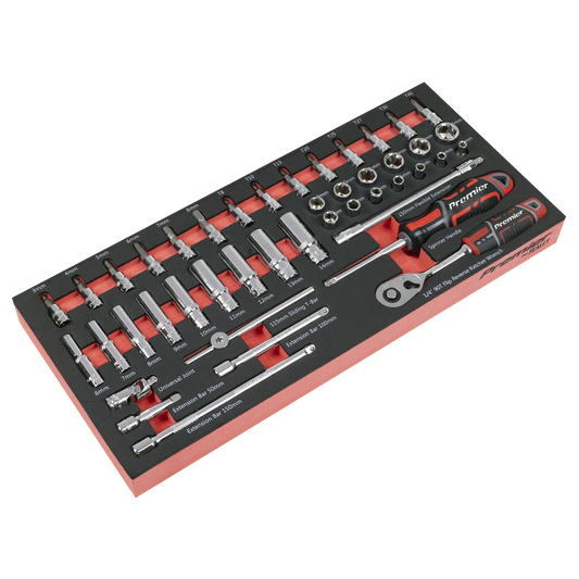 Premier Socket Set with Tool Tray 1/4"Sq Drive 44pc