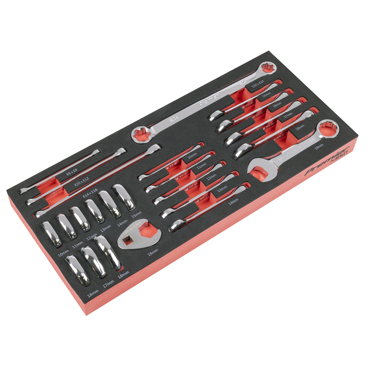 Premier Stubby Combination, TRX-Star* & Crow's Foot Spanner Set with Tool Tray 24pc