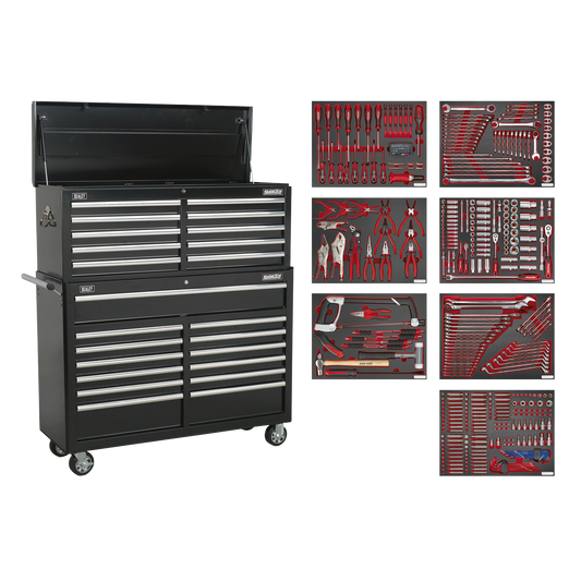 Superline PRO® Tool Chest Combination 23 Drawer with 446pc Tool Kit - Black