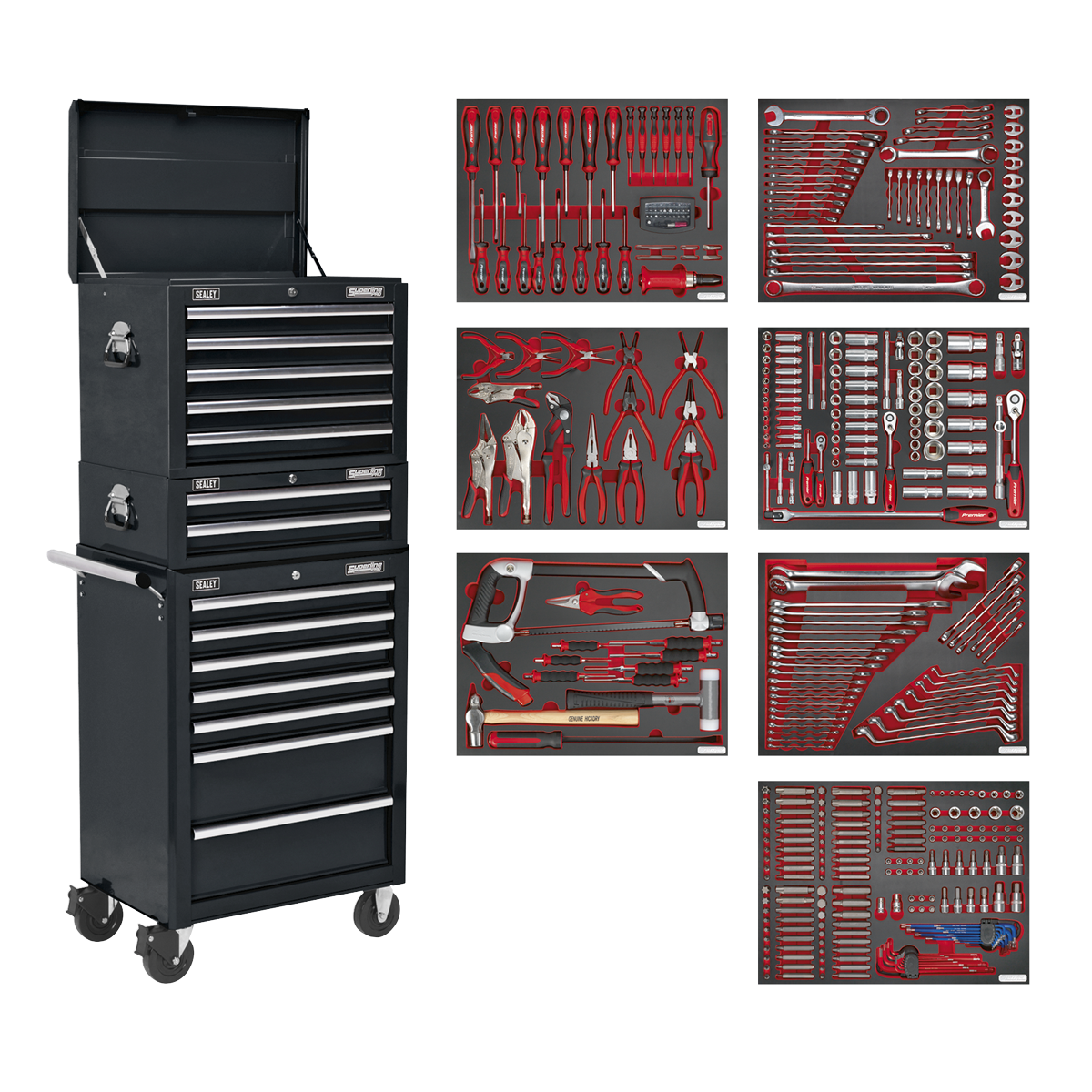 Superline PRO® Tool Chest Combination 14 Drawer with 446pc Tool Kit - Black