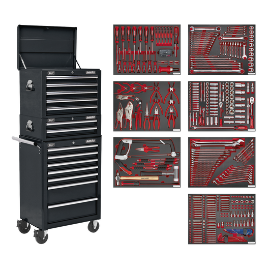 Superline PRO® Tool Chest Combination 14 Drawer with 446pc Tool Kit - Black