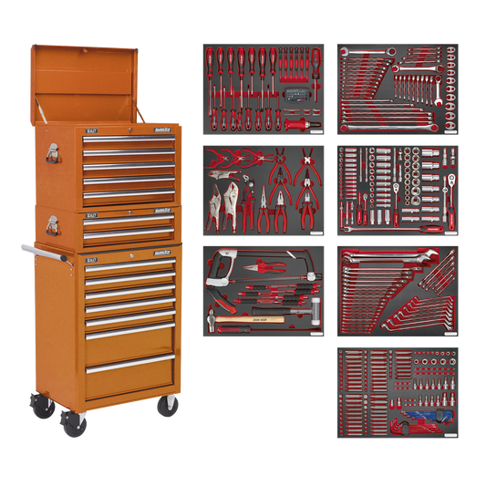 Superline PRO® Tool Chest Combination 14 Drawer with 446pc Tool Kit - Orange