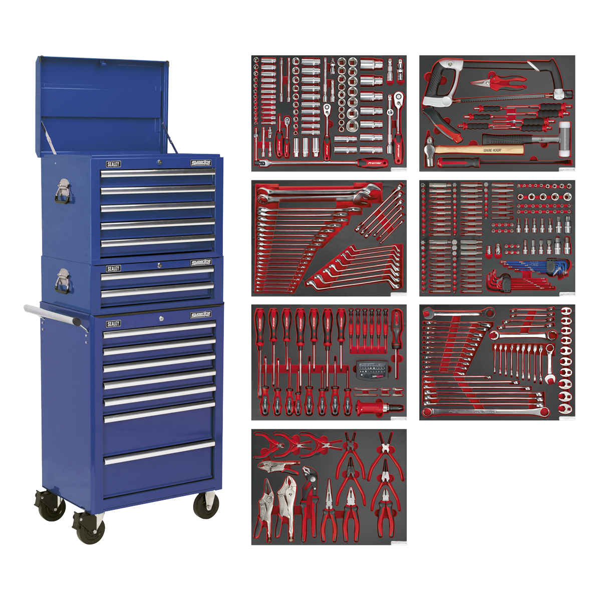 Superline PRO® Tool Chest Combination 14 Drawer with 446pc Tool Kit - Blue