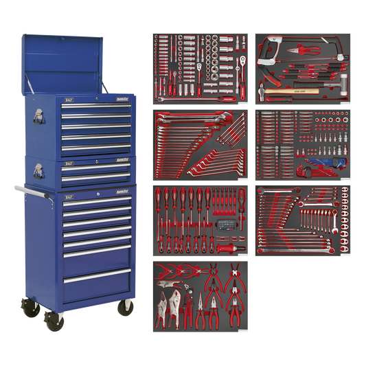 Superline PRO® Tool Chest Combination 14 Drawer with 446pc Tool Kit - Blue