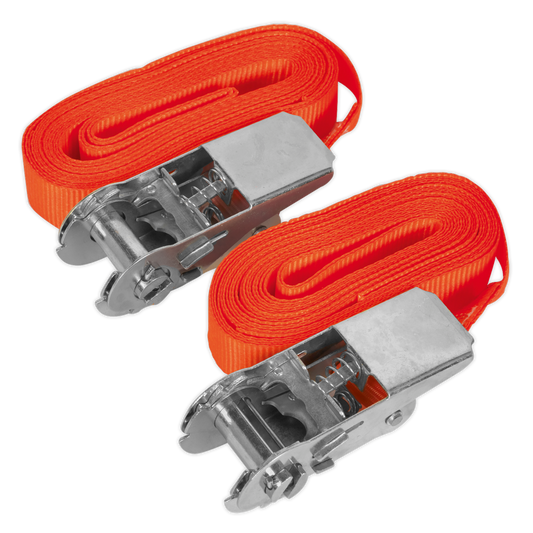 Self-Securing Ratchet Straps 25mm x 4.5m 500kg Breaking Strength - Pair