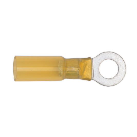 Heat Shrink Ring Terminal 6.4mm, Yellow - Pack of 25
